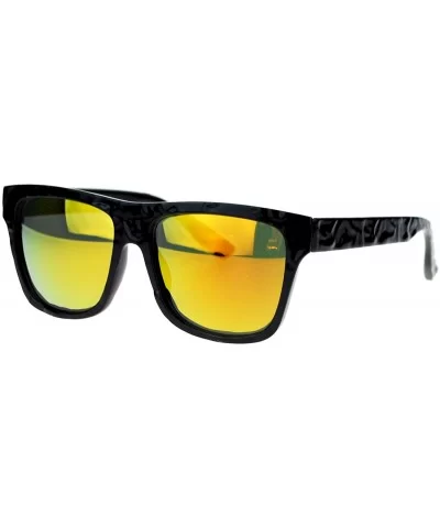 SA106¨ Unique Stone Slab Texture Mirrored Lens Oversize Horned Sunglasses - Orange Revo - CA11ZFVMFE5 $13.74 Wayfarer