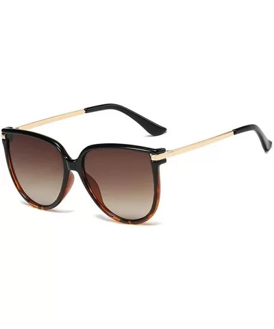 fashion big name unisex retro square frame brand designer ladies sunglasses - Leopard - C018YE9HSYW $17.63 Square