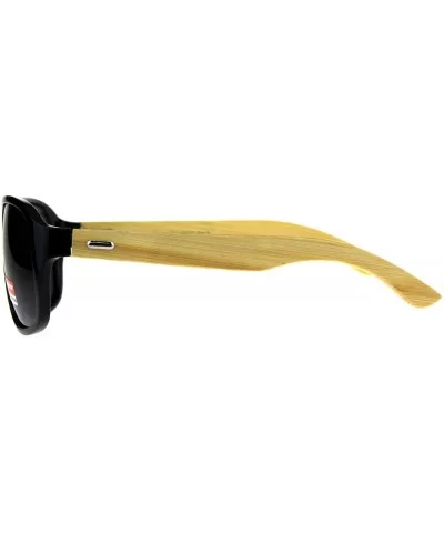 Real Bamboo Wood Temple Sunglasses Mens Racer Square Aviator UV 400 - Black (Black) - C718G3TUMQ5 $18.39 Aviator