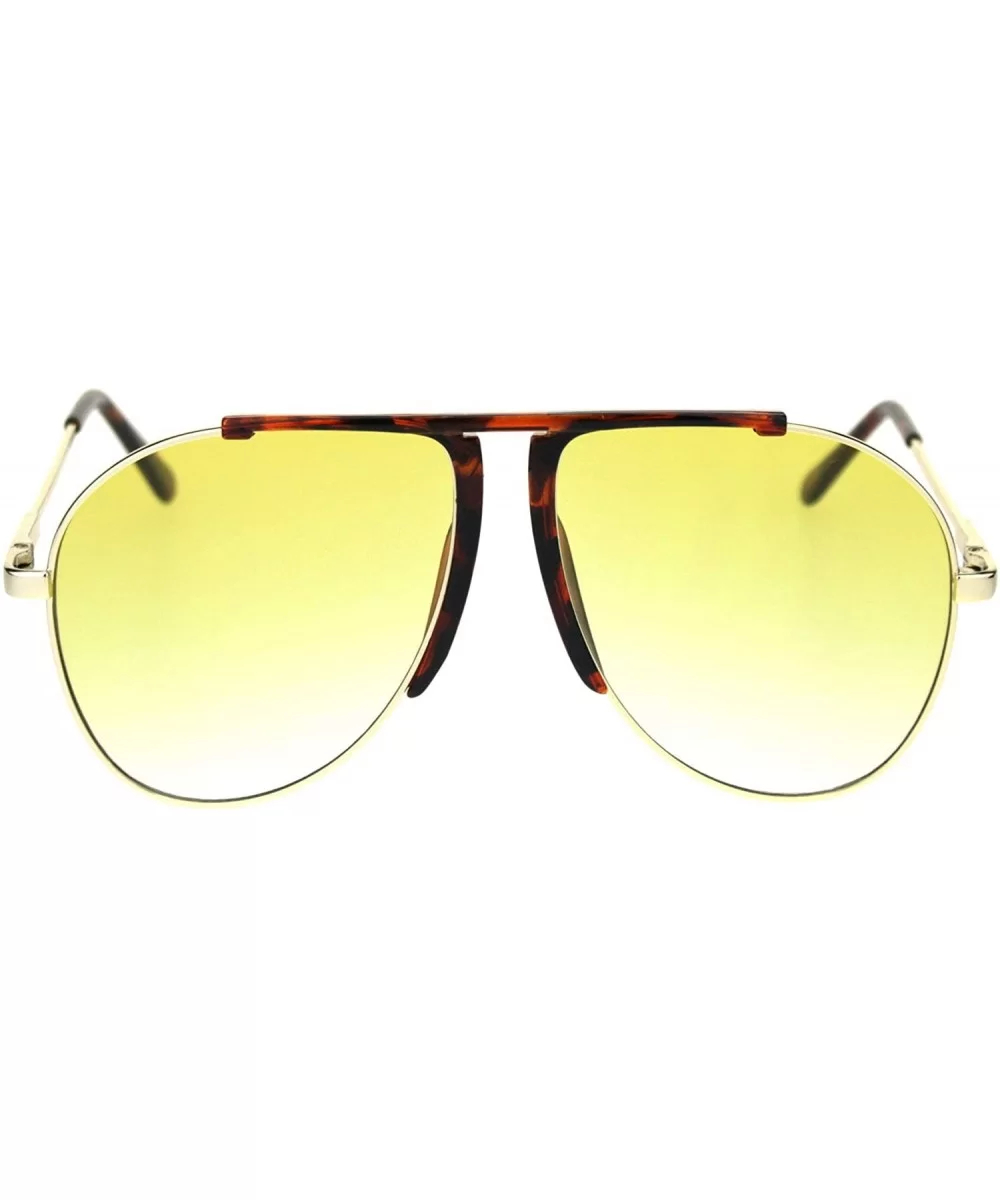 Retro Hippie Oversize Flat Top Racer Spring Hinge Metal Sunglasses - Tortoise Gold Yellow - C018QZAZRSU $20.90 Sport