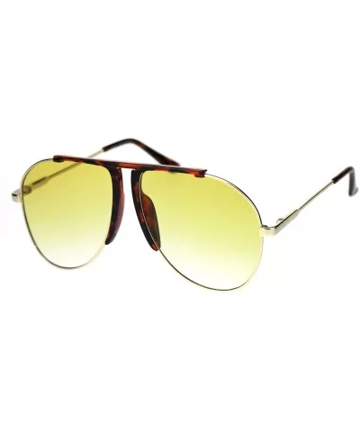 Retro Hippie Oversize Flat Top Racer Spring Hinge Metal Sunglasses - Tortoise Gold Yellow - C018QZAZRSU $20.90 Sport