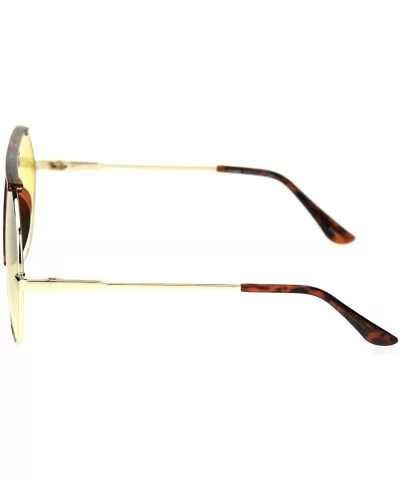 Retro Hippie Oversize Flat Top Racer Spring Hinge Metal Sunglasses - Tortoise Gold Yellow - C018QZAZRSU $20.90 Sport