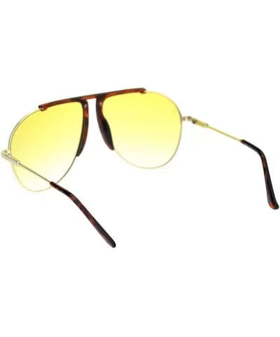 Retro Hippie Oversize Flat Top Racer Spring Hinge Metal Sunglasses - Tortoise Gold Yellow - C018QZAZRSU $20.90 Sport