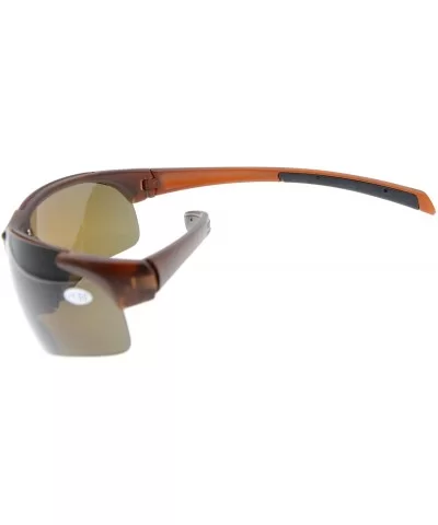 Bifocal Sunglasses with Wrap-Around Sport Design Half Frame for Men and Women - Brown - CN18C3L5X7Z $26.29 Wrap