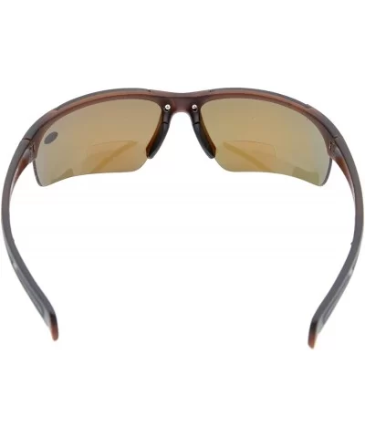 Bifocal Sunglasses with Wrap-Around Sport Design Half Frame for Men and Women - Brown - CN18C3L5X7Z $26.29 Wrap