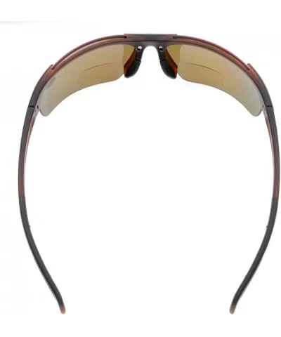 Bifocal Sunglasses with Wrap-Around Sport Design Half Frame for Men and Women - Brown - CN18C3L5X7Z $26.29 Wrap