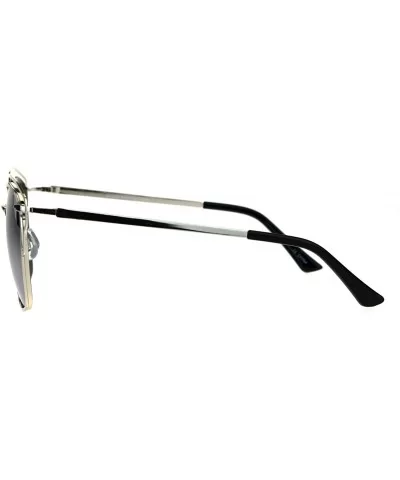 Luxury Metal Wire Half Rim Rectangular Fashion Sunglasses - Silver Mirror - CZ182GQQSGG $20.69 Rectangular