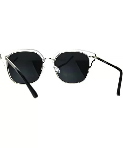 Luxury Metal Wire Half Rim Rectangular Fashion Sunglasses - Silver Mirror - CZ182GQQSGG $20.69 Rectangular