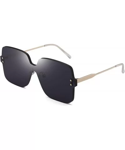 Oversized Rimless Sunglasses Women Square Transparent Candy Color Lens - Grey - C818QTDXEKG $16.78 Oversized