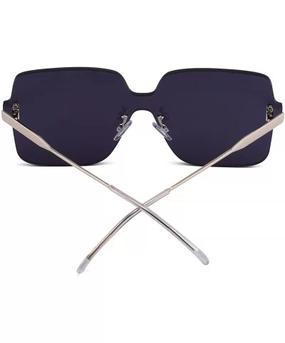 Oversized Rimless Sunglasses Women Square Transparent Candy Color Lens - Grey - C818QTDXEKG $16.78 Oversized