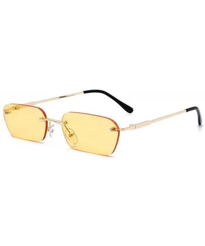 Fashion RimlSunglasses Women Vintage Ladies Transparent Lens Sun Glasses Rectangle UV400 O94 - C2 Gold-yellow - CC197A3IU4S $...