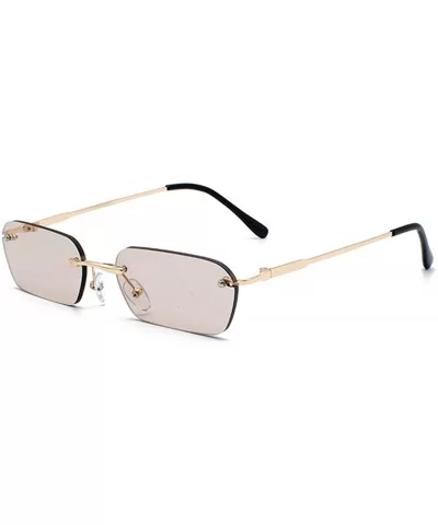 Fashion RimlSunglasses Women Vintage Ladies Transparent Lens Sun Glasses Rectangle UV400 O94 - C2 Gold-yellow - CC197A3IU4S $...