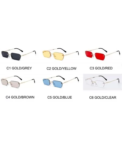 Fashion RimlSunglasses Women Vintage Ladies Transparent Lens Sun Glasses Rectangle UV400 O94 - C2 Gold-yellow - CC197A3IU4S $...