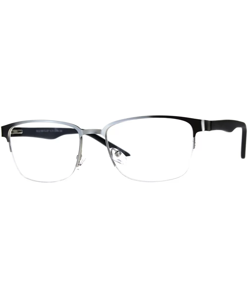 Mens Half Metal Rim Powered Bifocal Reading Eyeglasses - Silver Black - CB180YY4OSD $18.16 Rectangular