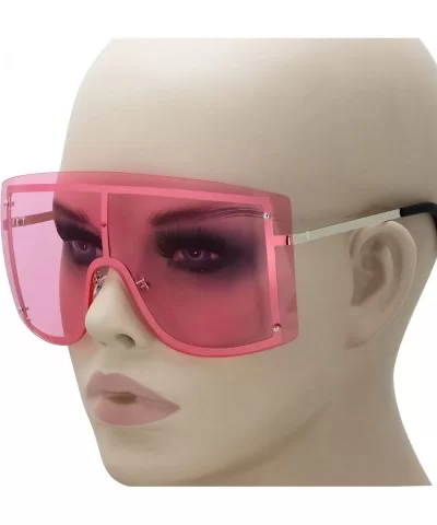 OVERSIZED VINTAGE RETRO Huge Big MASK SHIELD Half Face Owen Style SUNGLASSES - Light Pink - C718EXGUUX5 $18.10 Semi-rimless