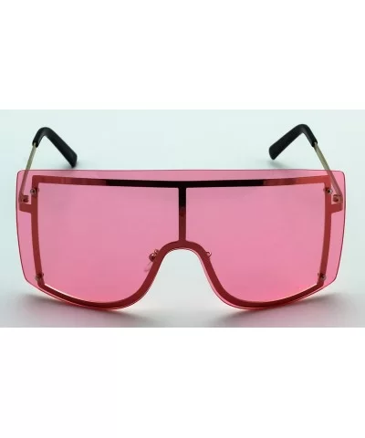 OVERSIZED VINTAGE RETRO Huge Big MASK SHIELD Half Face Owen Style SUNGLASSES - Light Pink - C718EXGUUX5 $18.10 Semi-rimless