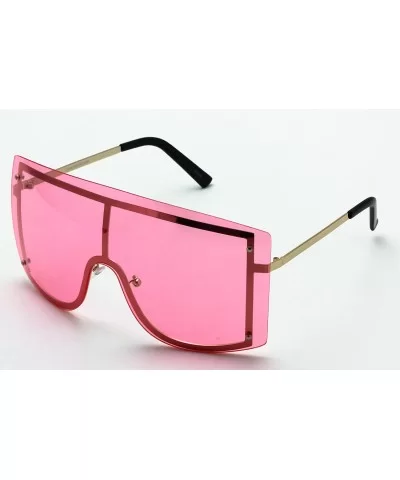 OVERSIZED VINTAGE RETRO Huge Big MASK SHIELD Half Face Owen Style SUNGLASSES - Light Pink - C718EXGUUX5 $18.10 Semi-rimless