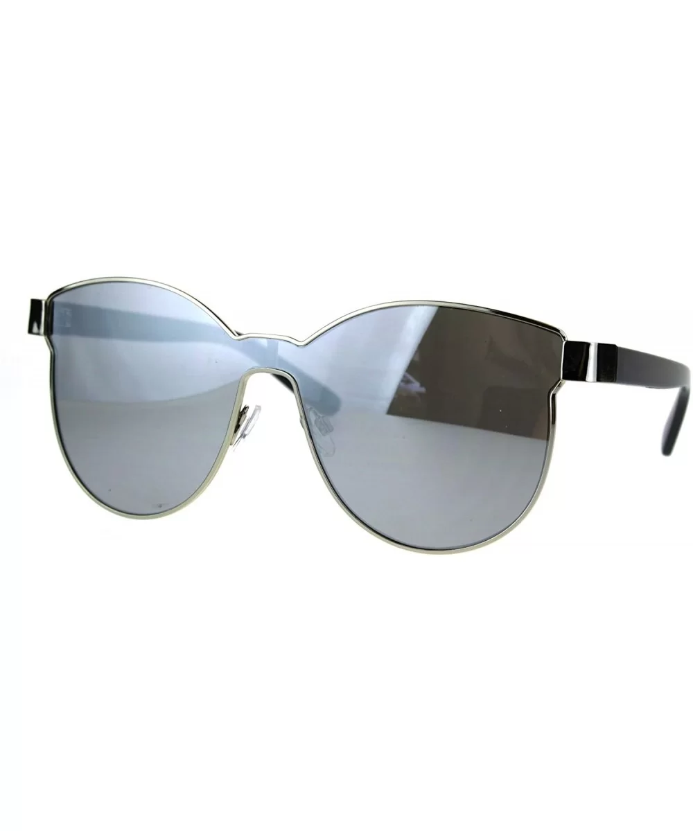 Womens Trendy Chic Panel Shield Butterfly Designer Sunglasses - Silver Mirror - C2185HQ0AZ0 $16.24 Shield