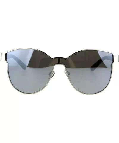 Womens Trendy Chic Panel Shield Butterfly Designer Sunglasses - Silver Mirror - C2185HQ0AZ0 $16.24 Shield