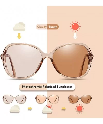 Photochromic Sunglasses-Women Polarized Sun Glasses-Anti-glare Shade Glasses - D - CM190O94M0H $55.65 Rimless