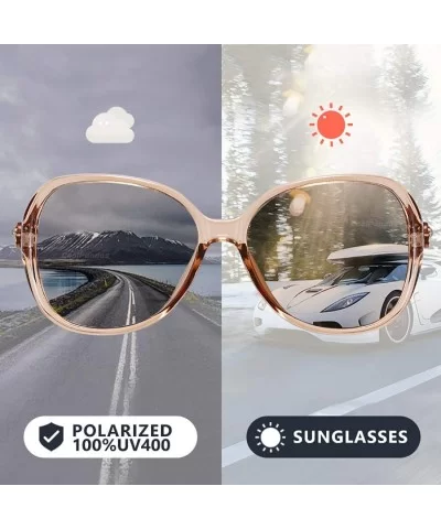 Photochromic Sunglasses-Women Polarized Sun Glasses-Anti-glare Shade Glasses - D - CM190O94M0H $55.65 Rimless