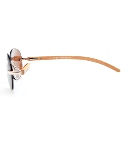 Spring Hinges Wood Arms Rimless Round Bifocal Sunglasses Gold/Brown Lens +3.0 - Gold/Brown Lens - C412N2VU5SF $12.07 Rimless