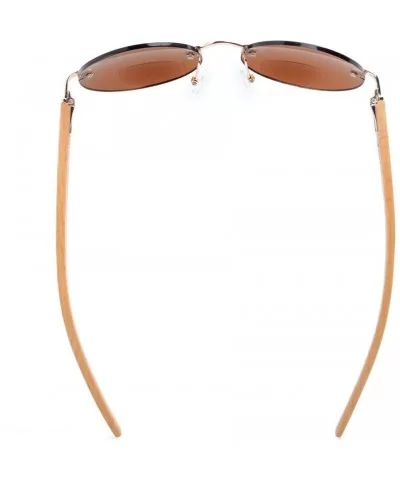 Spring Hinges Wood Arms Rimless Round Bifocal Sunglasses Gold/Brown Lens +3.0 - Gold/Brown Lens - C412N2VU5SF $12.07 Rimless