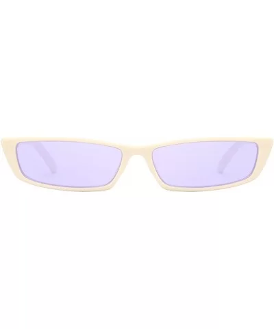 Women Rectangle Small Frame Sunglasses Fashion Designer Square Shades - White Frame/Purple Lens - CM18C754ME8 $11.58 Sport