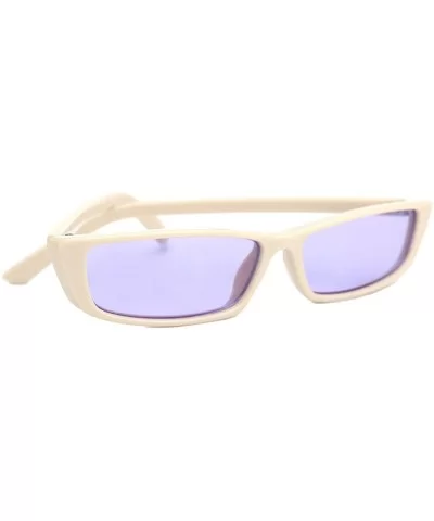 Women Rectangle Small Frame Sunglasses Fashion Designer Square Shades - White Frame/Purple Lens - CM18C754ME8 $11.58 Sport