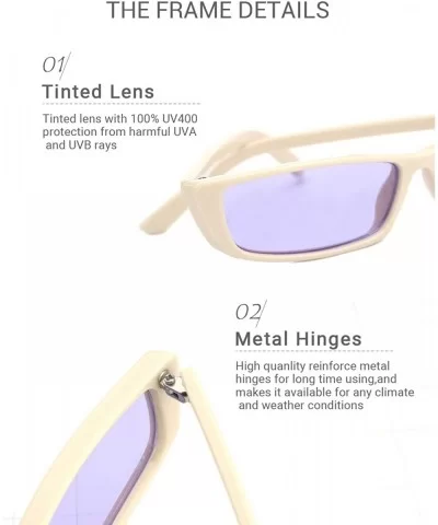 Women Rectangle Small Frame Sunglasses Fashion Designer Square Shades - White Frame/Purple Lens - CM18C754ME8 $11.58 Sport