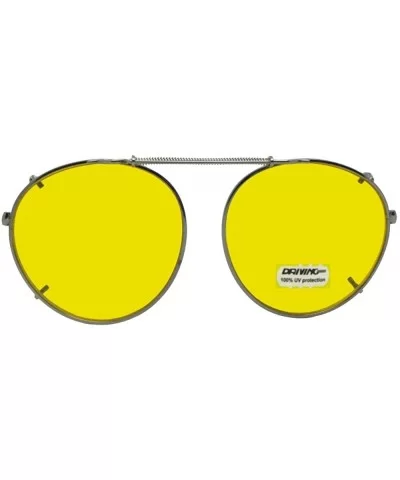 Semi Round Non Polarized Yellow Clip on Sunglasses - Pewter-non Polarized Yellow Lens - C0180H5MYD7 $23.16 Round