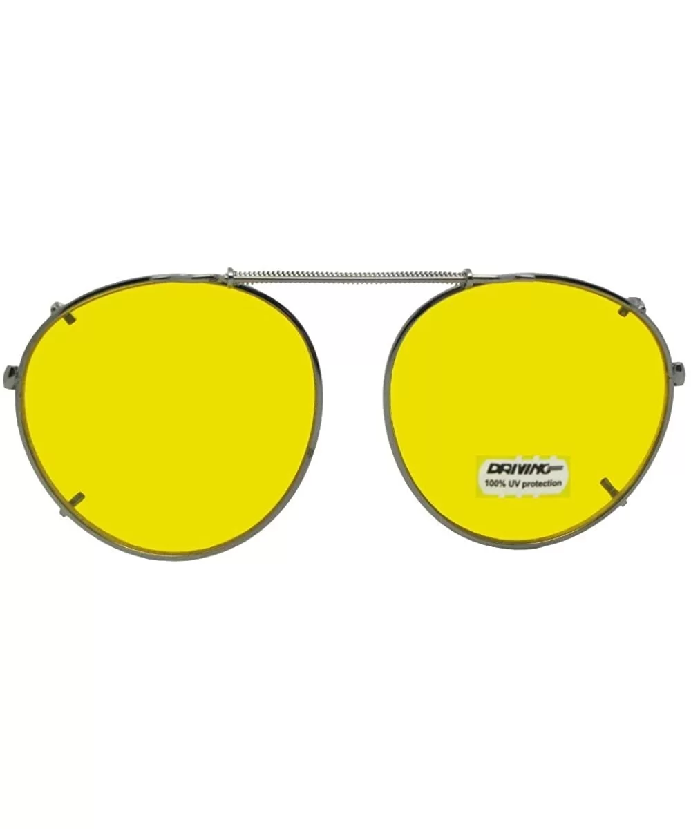 Semi Round Non Polarized Yellow Clip on Sunglasses - Pewter-non Polarized Yellow Lens - C0180H5MYD7 $23.16 Round