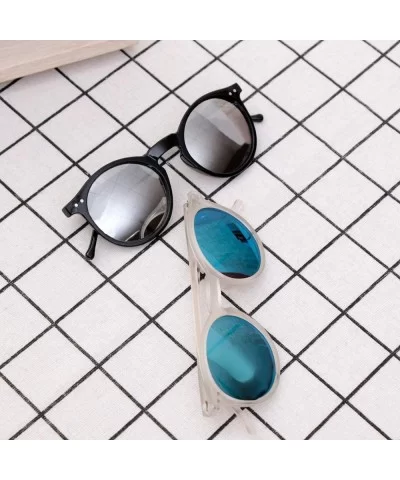 Sun Glasses Unisex Vintage Retro Women Men Glasses Mercury Mirror Lens Sunglasses-Black Grey - CB199HZ8UZH $38.37 Goggle