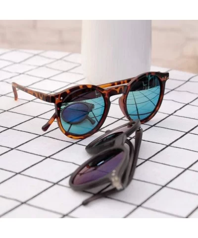 Sun Glasses Unisex Vintage Retro Women Men Glasses Mercury Mirror Lens Sunglasses-Black Grey - CB199HZ8UZH $38.37 Goggle