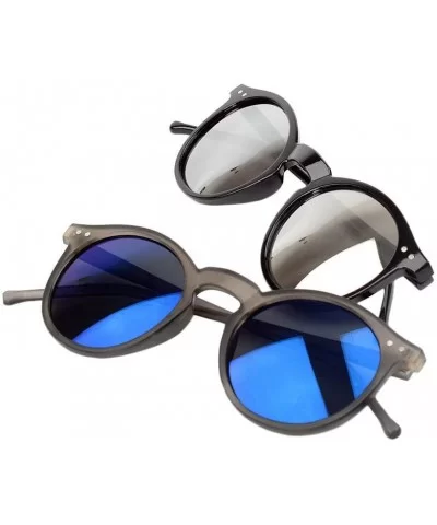 Sun Glasses Unisex Vintage Retro Women Men Glasses Mercury Mirror Lens Sunglasses-Black Grey - CB199HZ8UZH $38.37 Goggle