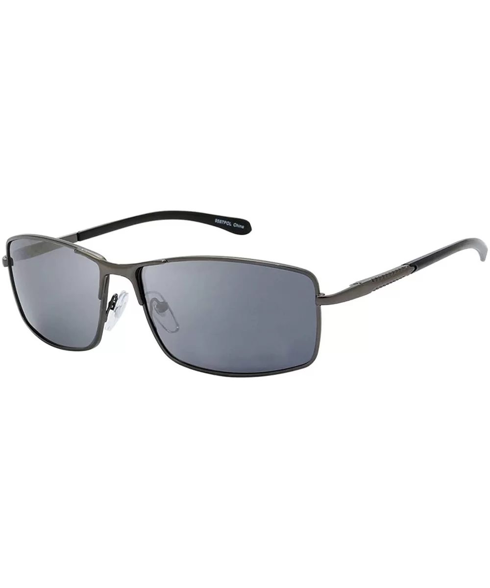 Classic Metal Rectangle Frame Aviator Sunglasses - Grey - CG18U42RK0W $13.07 Aviator