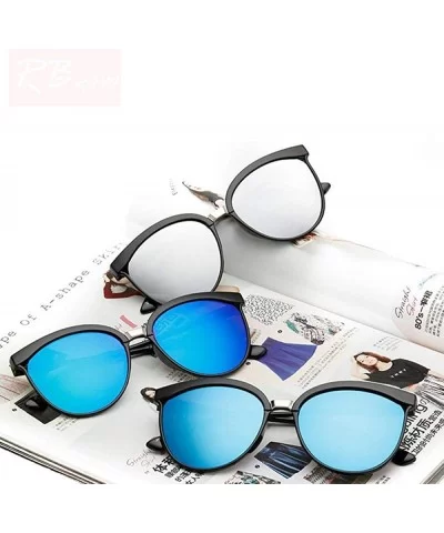 Candies Brand Designer Cat Eye Sunglasses Women Luxury Plastic Sun Blue Lens - Blue Lens - CN18YKUQR7T $11.80 Oversized