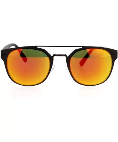 Metal Double Bridge Flat Top Horn Rim Sport Sunglasses - Brown Orange - C312DI9C4KZ $16.70 Sport