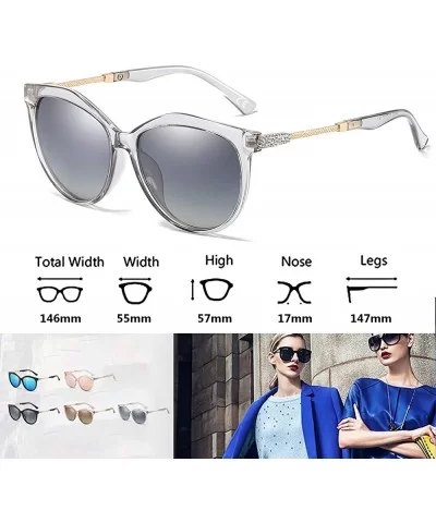 Women's Shades Polarized Sunglasses for Women UV Protection Eyewear Transparent Frame - C218E600UAN $18.66 Oversized