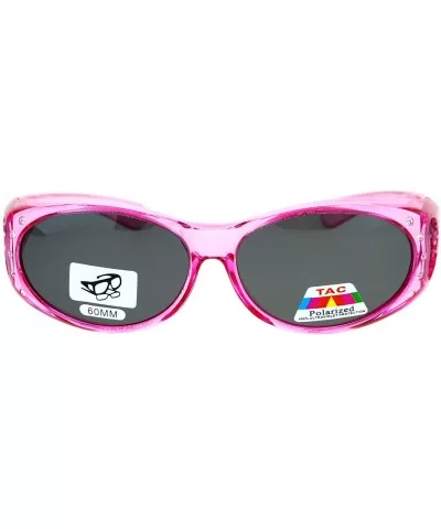 Rhinestone Polarized Womens 60mm Over the Glasses Fit Over Sunglasses - Pink - CV12MA13K02 $12.59 Oval