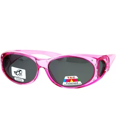 Rhinestone Polarized Womens 60mm Over the Glasses Fit Over Sunglasses - Pink - CV12MA13K02 $12.59 Oval