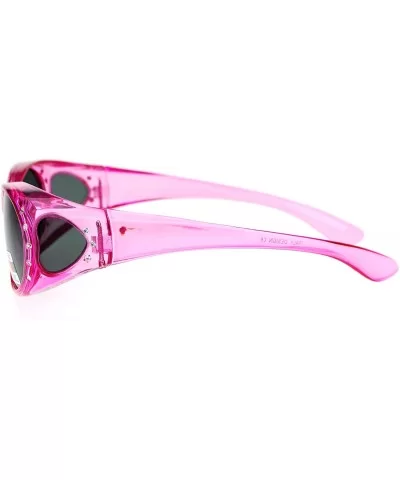 Rhinestone Polarized Womens 60mm Over the Glasses Fit Over Sunglasses - Pink - CV12MA13K02 $12.59 Oval