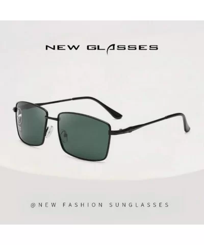 Square Photochromic Sunglasses Anti Ultraviolet Polarized - Black Frame Green Flakes - C6190T7ANCU $10.39 Square