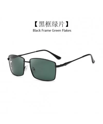 Square Photochromic Sunglasses Anti Ultraviolet Polarized - Black Frame Green Flakes - C6190T7ANCU $10.39 Square