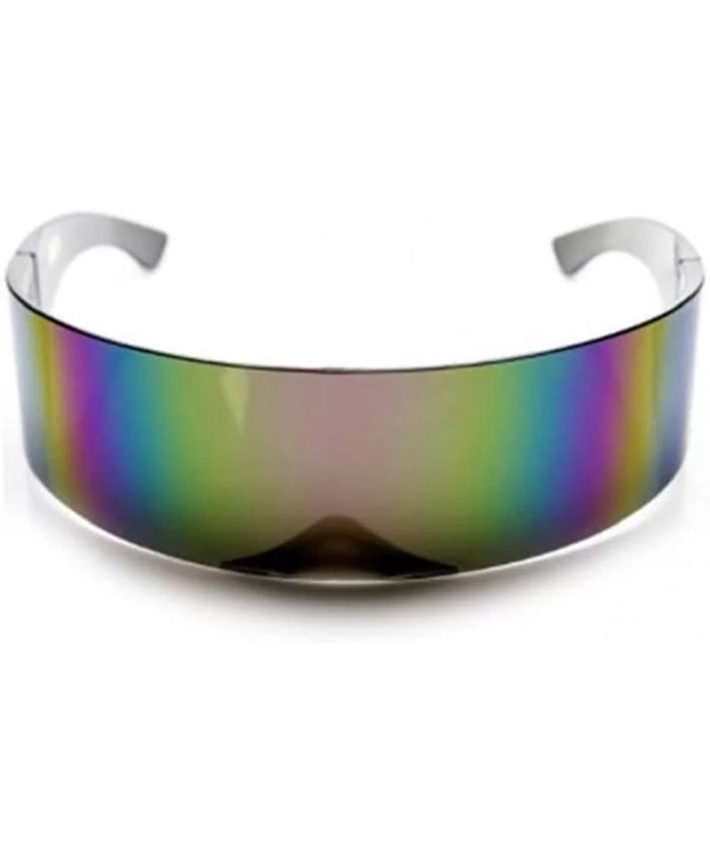 1 Pc Futuristic Robocop Cyclops Outter Space Robot Shield Sunglasses Mirrored - Choose Color - Rainbow - C118MGKQZT8 $25.00 S...