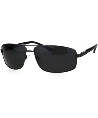 Polarized Mens Narrow Rectangular Pilots Metal Rim Sunglasses - Gunmetal Black - C918HEZ5HNQ $20.68 Rectangular