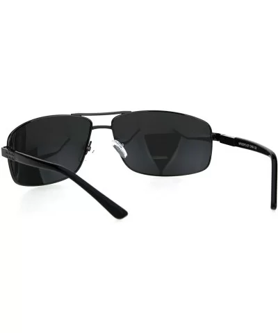Polarized Mens Narrow Rectangular Pilots Metal Rim Sunglasses - Gunmetal Black - C918HEZ5HNQ $20.68 Rectangular