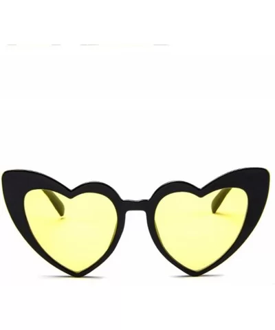 Clout Goggle Heart Sunglasses Oversized Vintage Cat Eye Style Retro Shades Mirrored Lens UV400 - Ye - CD18UD9KSAY $11.73 Goggle