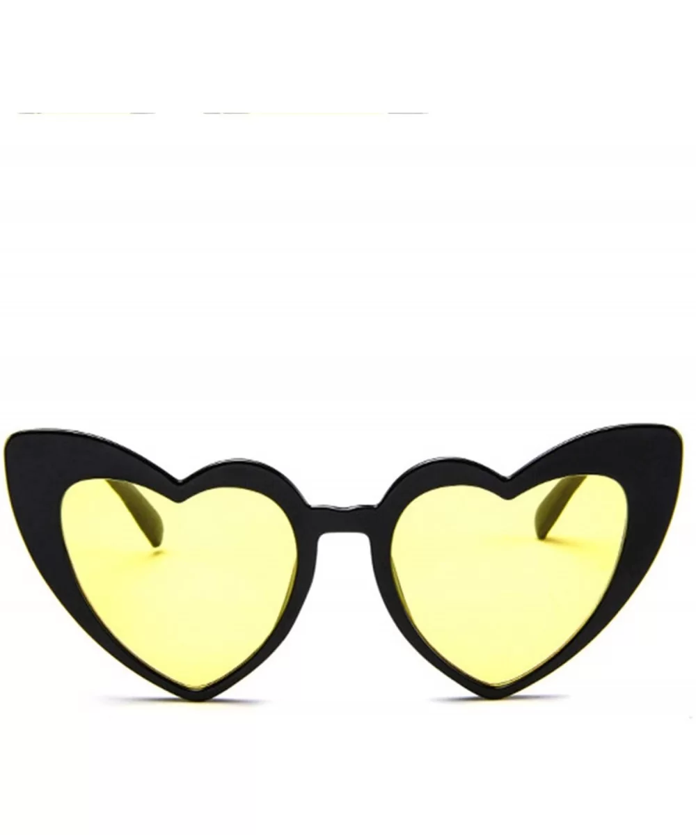 Clout Goggle Heart Sunglasses Oversized Vintage Cat Eye Style Retro Shades Mirrored Lens UV400 - Ye - CD18UD9KSAY $11.73 Goggle