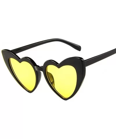 Clout Goggle Heart Sunglasses Oversized Vintage Cat Eye Style Retro Shades Mirrored Lens UV400 - Ye - CD18UD9KSAY $11.73 Goggle